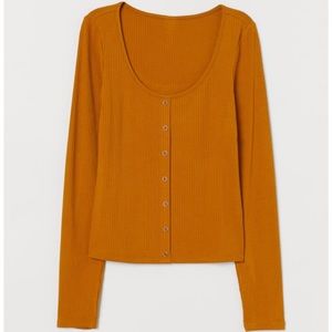 NWT H&M Ribbed Jersey Top in Mustard Yellow